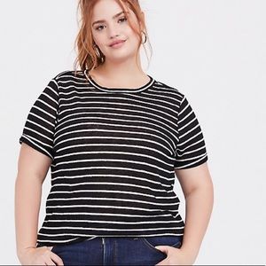 NWT TORRID Striped Linen Crew Tee